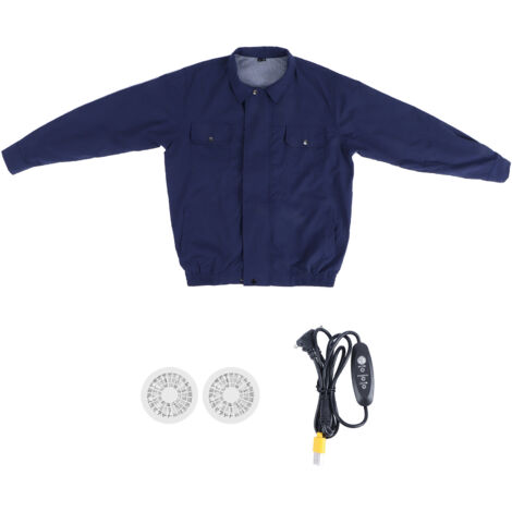 USB-Kühljacke mit zwei Lüftern für sommerliche Arbeit – Dunkelblau
