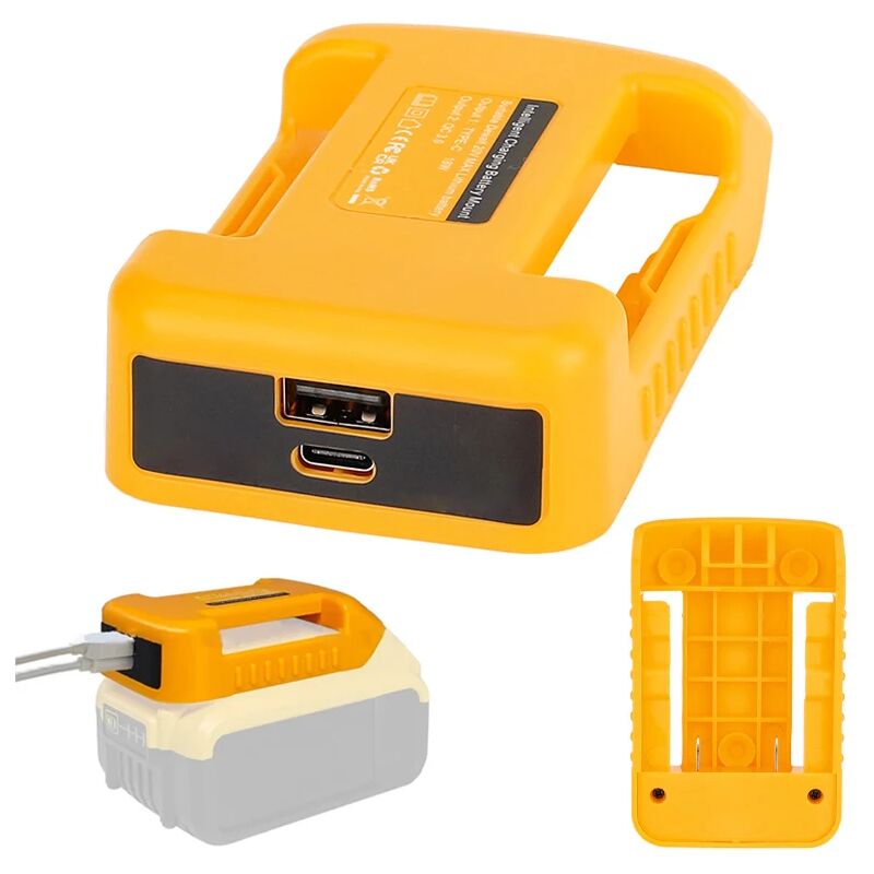 Coocheer - usb charging adapter, compatible with dewalt 20V batteries, 2 usb stands, with Type-C fast charging