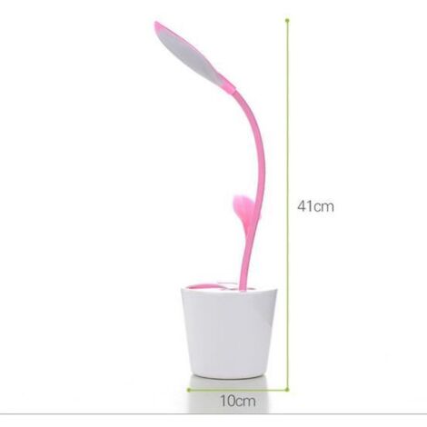 USB lampe flexible de pois mangetout,lampe de bureau tactile rechargeable creative,Protection des yeux(rose)