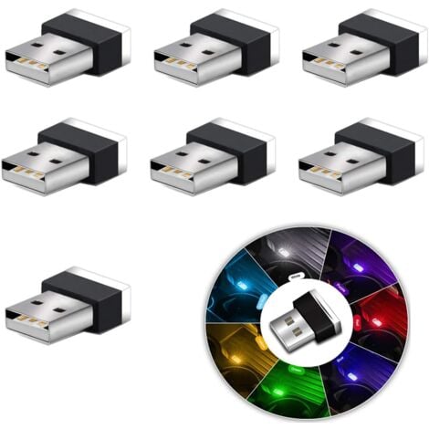 AOUGO USB-LED-Auto-Innenraum-Umgebungslicht, 7-teiliges universelles Plug-in-Mini-USB-Licht für den Kofferraum-Innenraum.