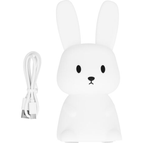 USB-LED-Nachtlicht in Hasenform mit Touch-Steuerung und Farbwechsel für Kinder und Babys, weiß [Silikon+ABS]