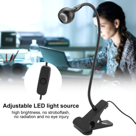 USB-LED-Schreibtischlampe mit Klemme, Zusatzbeleuchtung zum Lesen und Lernen, erhältlich in Schwarz und Weiß
