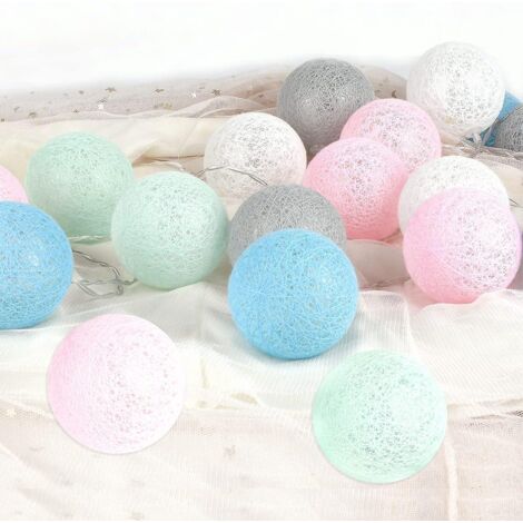 usb Macarons Globes Led Lights 6m 40er Cotton Ball String Lights, Dcorations De Nol Pour La Maison, Filles, Enfants, Dcoration D'ambiance De Maria