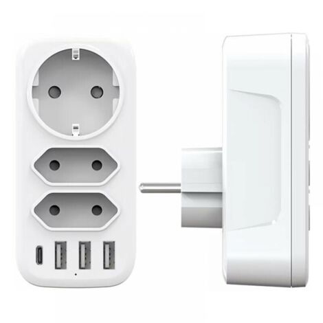 USB-Mehrfachsteckdose, 3-Steckdosen-Wandsteckdosenleiste und 3 3A-USB-Anschlüsse, 6-in-1 4000-W-Mehrfach-USB-Ladegerät, USB-Steckdosenleiste für Zuhause, Büro, Reisen, kompatibel mit Telefon, L