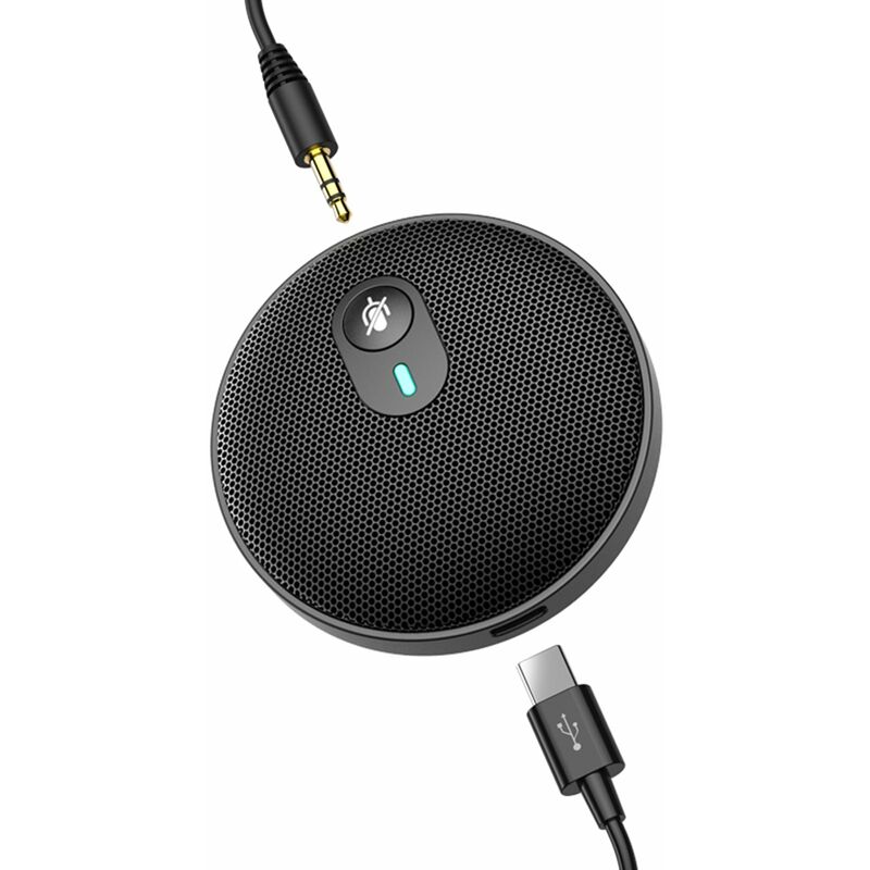 

USB Microfono para computadora de conferencias Condensador omnidireccional Tipo de escritorio C 3.5 mm AUX Pick Up Microfono con cable Funcion de