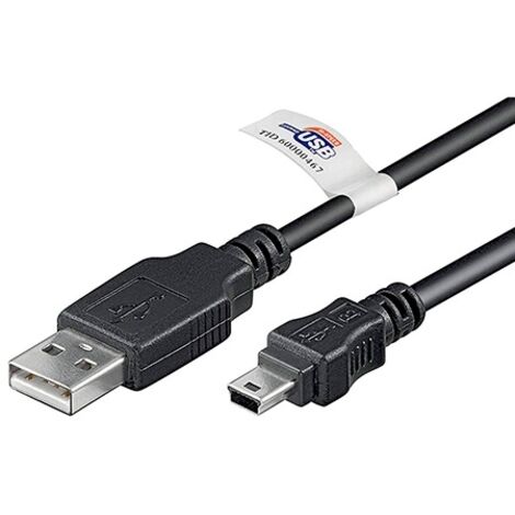USB MINI-B 5 pin 300 Cert 3m cable USB Mini-USB B USB A Negro