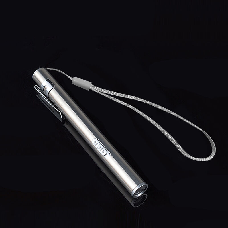 USB Mini Rechargeable Flashlight Stainless Steel Strong Light LED Medical Flashlights Portable Waterproof Lamp,model:White
