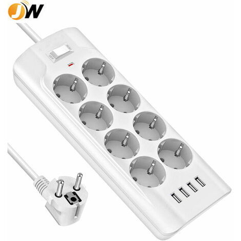 USB Multiprise vec 10 Prises, AUOPLUS Bloc Multiprise avec 3.1A 3 Ports USB, Interrupteur, Multiprise Electrique avec Cordon de 2m, 4000W/ 16A pour Maison, Bureau, Smartphone (Noir)