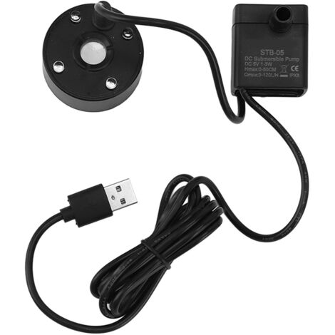 USB-Nebelzerstäuber mit Pumpe und mehrfarbiger LED für Springbrunnen, Teich, Garten oder Büro – 5V Schwarzer Nebelgenerator