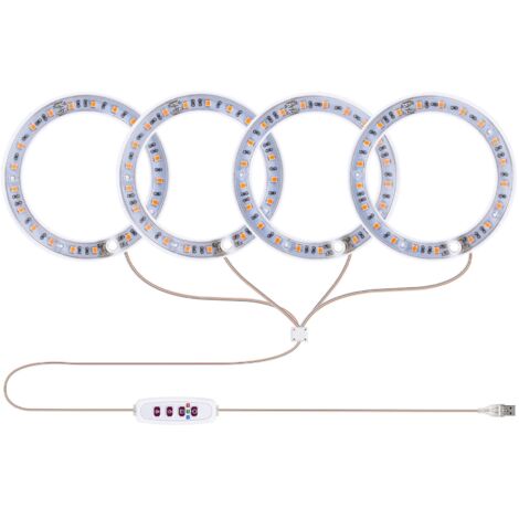 USB-Pflanzenlampe mit 4 Armen, 80 5V SMD2835 LEDs, 8H/12H/16H Timer, 5 einstellbare Lichtstufen für Sukkulenten, Bonsai und Zimmerpflanzen, ABS+PC