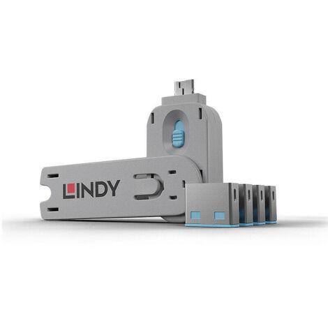 USB PORT LOCKS 4X BLUE+KEY