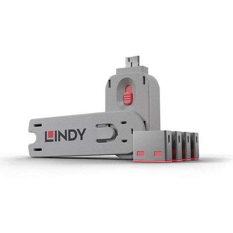 USB PORT LOCKS 4X PINK+KEY
