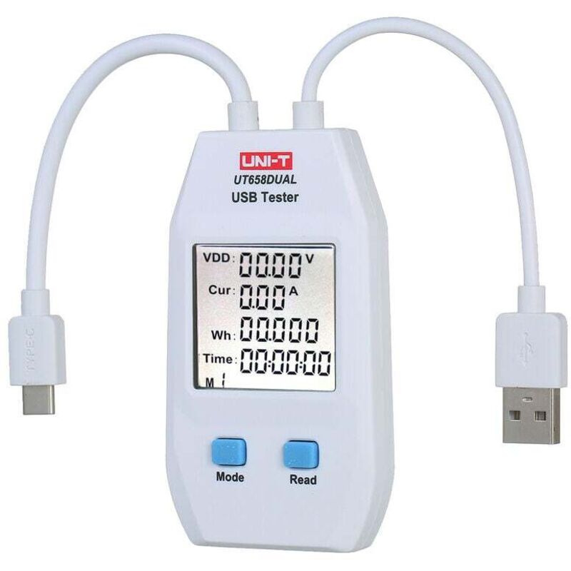 USB Power Meter LCD USB Tester Detector Voltmeter Ammeter Digital Power Capacity Tester (UT658A),Double port
