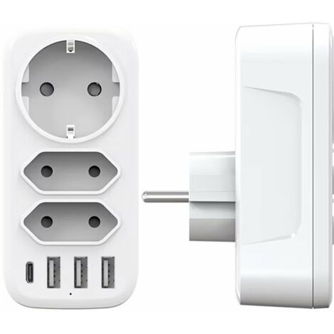 USB Power Strip, 3 Outlets Wall Power Strip with 3 USB Ports 3A, 6 in 1 4000W Multiple USB Chargers, USB Power Strip for Travel, Compatible with Cell Phones, Laptops