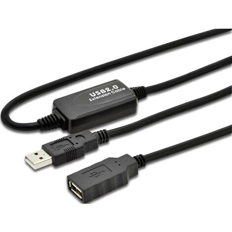 USB Rallonge de câble [1X fiche mâle A USB 2.0 - 1x fiche femelle A USB 2.0] 10 m noir Digitus A257931