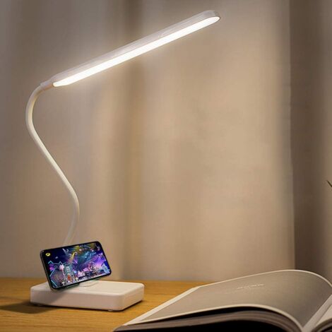 TINOR USB Rechargeable Cordless LED Desk Lamp 2000mAh Battery Powered Touch Control 3 Colors 6 Adjustable Brightness Portable Table Lamp