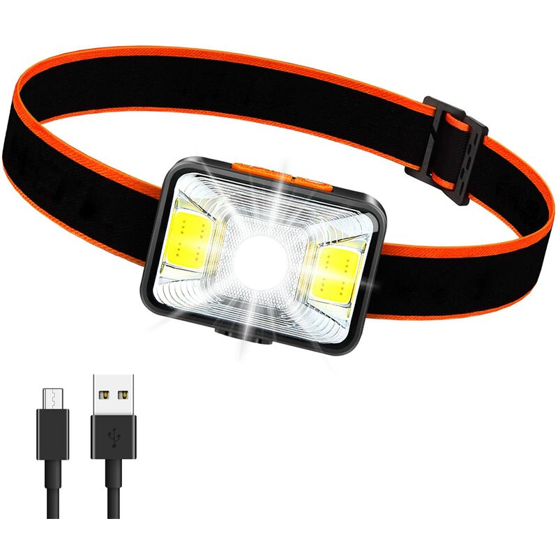 Tumalagia - usb Rechargeable Headlamp, 1800mAh 1800 Lux Super Bright Headlamp with 5 Lighting Modes IPX5 Waterproof cob Headlamp for
