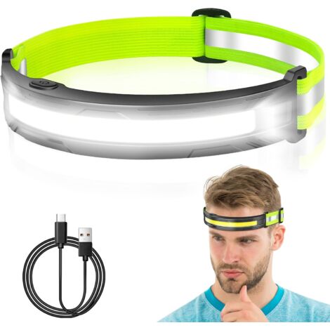 USB Rechargeable Headlamp, Ultra Powerful LED Head Torch with 4 Light Modes COB Headlamp Waterproof IPX4 Lightweight 230° Reflective for Camping, Fishing, Jogging, Cycling, Hiking