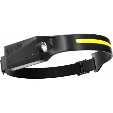 GOTRAYS USB Rechargeable LED Headlamp, COB XPE Wave Sensor Headlight with 5 Super Bright Modes, Waterproof Headlamp for Fishing, Camping, Repairing, Cycling, Running