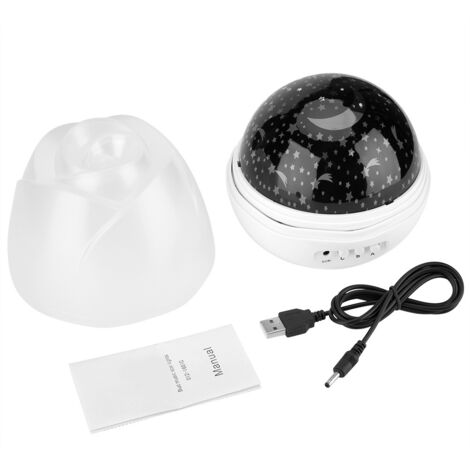 USB rechargeable rotatif LED projecteur musique veilleuse chambre bébé décor cadeau blanc