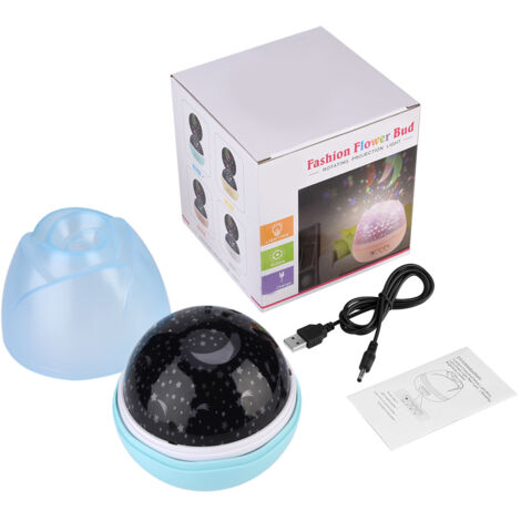 USB rechargeable rotatif LED projecteur musique veilleuse chambre bébé décor cadeau bleu
