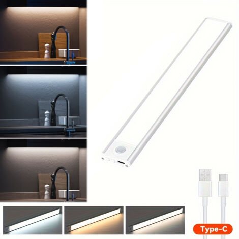 USB Rechargeable Wardrobe Light with Sensor — 3 Light Colors with Adjustable Brightness, Magnetic Installation, Ultra-Thin 30 cm LED Light