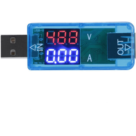 USB-Spannungsprüfer mit Digitalanzeige – Multimeter und Stromladegerät (blauer LCD-Bildschirm)