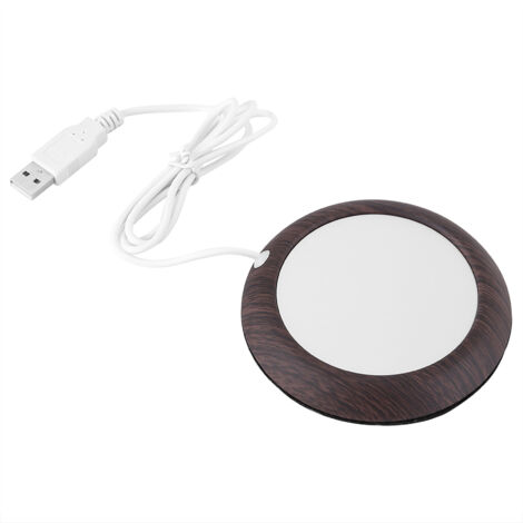 USB-Tassenwärmer für Kaffee und Tee, beheizter Tischständer in dunkler Holzoptik
