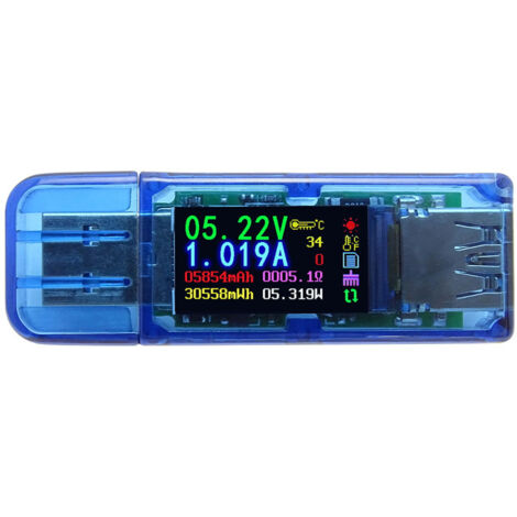 USB-Tester, AT34 USB 3.0 Farb-LCD-Voltmeter, Amperemeter, Strommesser, Multimeter, USB-Ladegerät-Tester