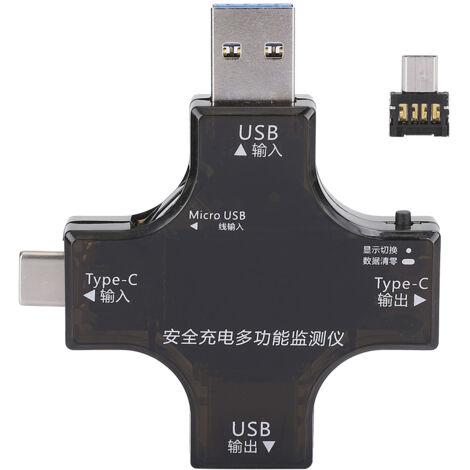 USB-Tester, Multimeter, Ladegerät, HD-Farb-IPS-Bildschirm, misst Strom und Spannung (Typ C).