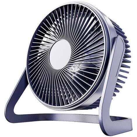USB-Tischventilator, 1 Stück, blauer Tischventilator mit 3 Geschwindigkeitsstufen, leiser, um 360° verstellbarer Ventilator, tragbarer Ventilator fürs Büro