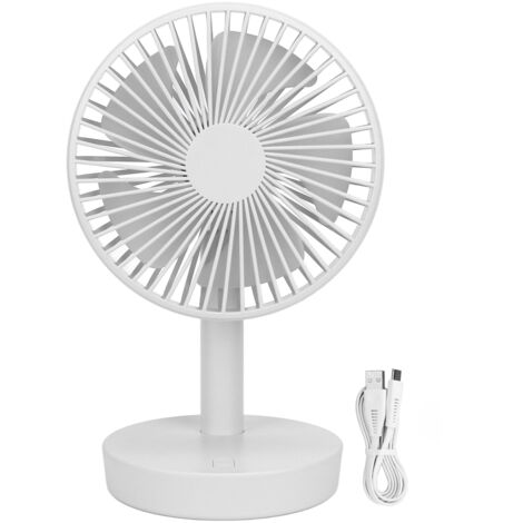 USB-Tischventilator mit 3 Geschwindigkeitsstufen, 5 Flügeln, automatischem Schwenkkopf, sanftem Luftstrom, Weiß