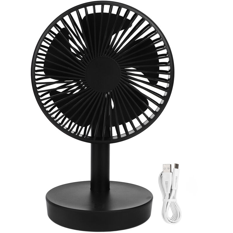 Flammkraft Mehrfarbig Usb-Tischventilator Mit 3 Geschwindigkeitsstufen, 5 Flügeln, Automatischer Drehbewegung Des Ventilatorkopfes, Sanfter Luftstrom, Schwarz, Für Den Persönlichen Gebrauch