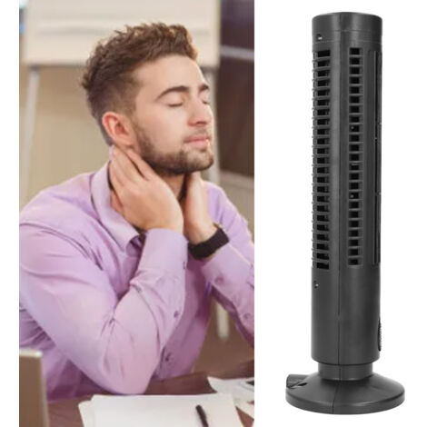 USB-Turmventilator, armlos, 2 Geschwindigkeitsstufen, leise, energiesparend, tragbar für Zuhause und Büro, schwarzes ABS-Gehäuse – USB-Turmventilator