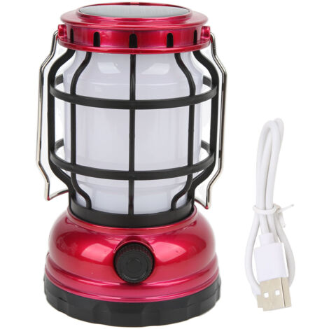 USB- und solarbetriebene, wiederaufladbare LED-Campinglampe für Wandern, Notfälle und Zuhause, Rot