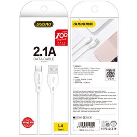 USB - USB-C 2.1A 1m weißes Kabel