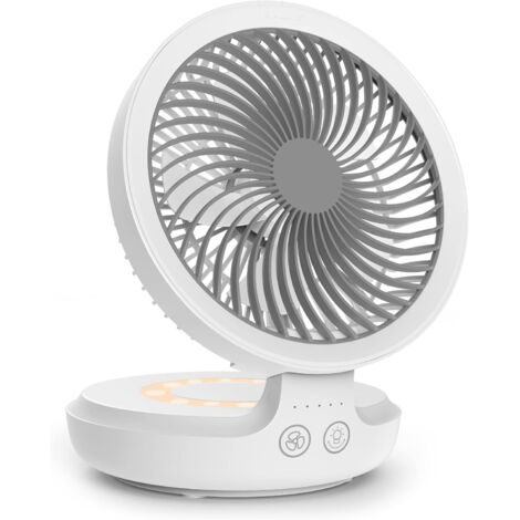 USB-Ventilator mit 4000-mAh-Akku, 4 Geschwindigkeitsstufen, horizontaler und 120°-Oszillation, leise und tragbar für Büro, Schlafzimmer und Wandern
