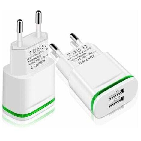 USB-Wandladegerät, 2er-Pack, 2,1 A, 5 V, 2 Anschlüsse, Universal-Netzteil, LED-Ersatz für iPhone 11 XR X XS Max 8 7 6 6S Plus 5S, Samsung Galaxy/Note, Pad, Xiaomi Phone