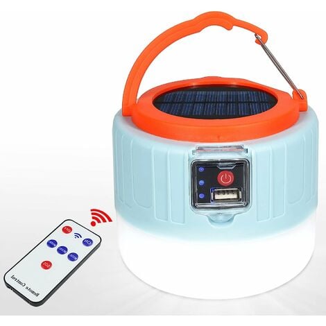 USB wiederaufladbare Camping-Solarlaterne kann Telefon aufladen, wasserdicht im Freien, kontinuierliche Beleuchtung 6-24 Stunden, tragbar für Notfall, Sturm, Stromausfall [Energieklasse A]
