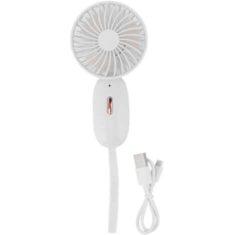 USB-wiederaufladbarer Handventilator, 3 Geschwindigkeitsstufen, 500-mAh-Akku, leistungsstark und kompakt für Büro, Zuhause oder Reisen, Weiß