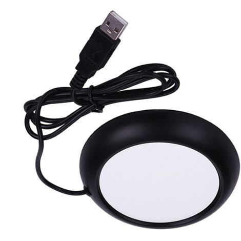 USB Wood Grain Cup Warmer Heat Beverage Mug Mat Office Tea Coffee Heater Pad Black