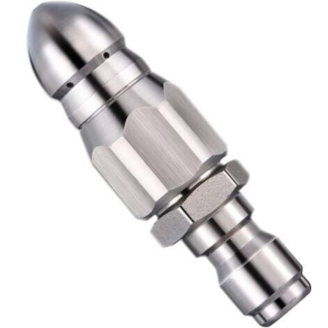 use de nettoyage haute pression en acier inoxydable pour déboucher les canalisations, pour nettoyeur haute pression, buse à jet arrière/buse fusée (pour tuyau de 1/4")