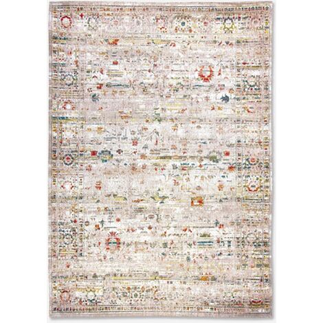 USHAK DESIGN – ANTIQUARISCHER KLASSISCHER TEPPICH – Hergestellt in Belgien  – Handgefertigt – Natürliche Rutschfestigkeit – 100 % Baumwolle – Turkish Delight – 140 x 200 cm