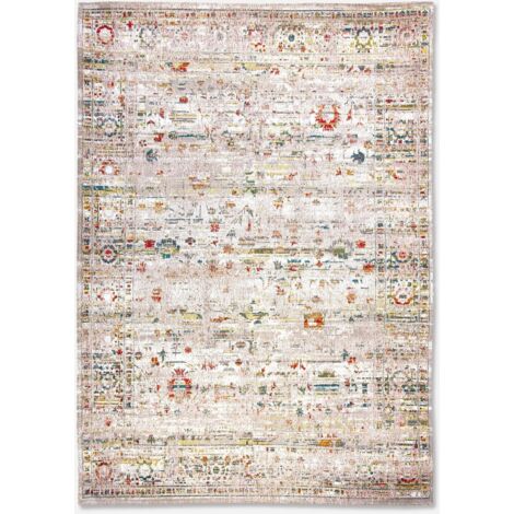 USHAK DESIGN – ANTIQUARISCHER KLASSISCHER TEPPICH – Hergestellt in Belgien  – Handgefertigt – Natürliche Rutschfestigkeit – 100 % Baumwolle – Turkish Delight – 200 x 280 cm
