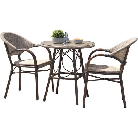 USHUAIA - Conjunto de comedor de jardín 2 plazas de aluminio - DCB GARDEN