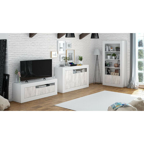Usinestreet – Bibliothèque moderne 4 étagères fixes – 94 x 35 x 181 cm – Panneau mélaminé blanc artik – Rangement élégant pour salon ou bureau