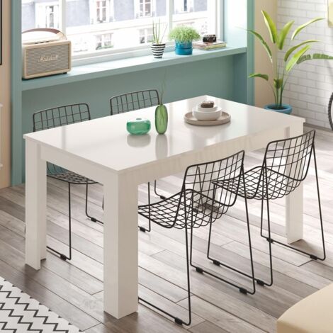 Usinestreet – Table extensible blanche 90x190 cm – Mélamine haute qualité – Patins ABS anti-bruit – Pour 4 à 8 personnes - 90x190x78h