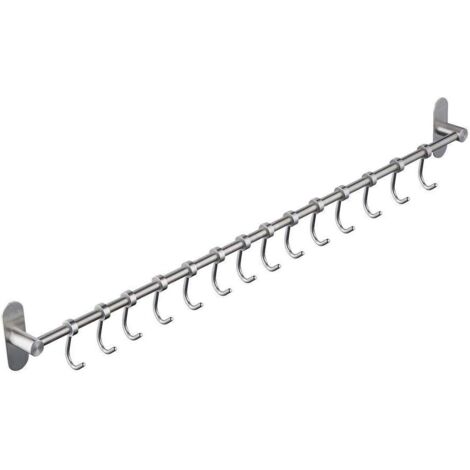 ustensile à suspendre Rack avec 12 crochets amovibles à ongles gratuit par , mural en acier inoxydable Manteau Chapeau Rack ustensile de cuisine Crochets cintres dans de cuisine ou de salle