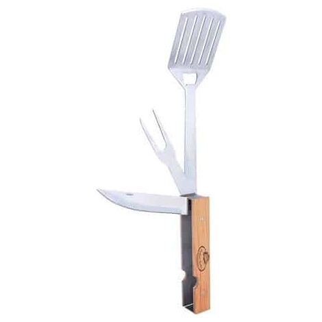 Ustensile barbecue 4 en 1 pliable - L 5 x l 8,4 x H 49,5 cm - Acier inoxydable - Livraison gratuite
