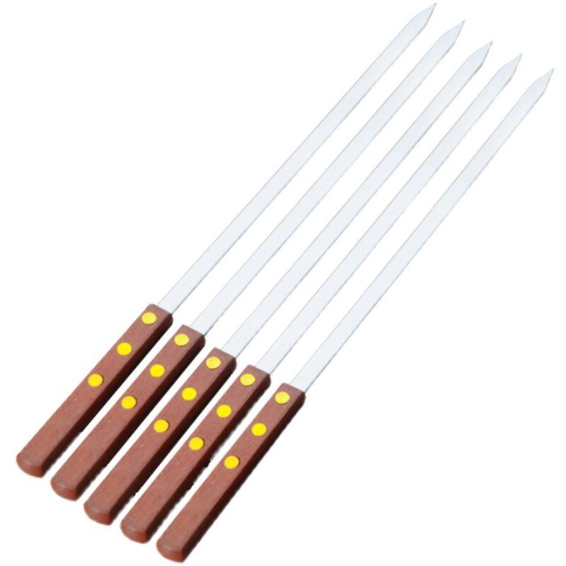 Ustensile de barbecue,Barbecue Brochettes, Brochettes Extra Longues De 50cm en Acier Inoxydable avec Poignée en Bois Massif,Ensemble De 8